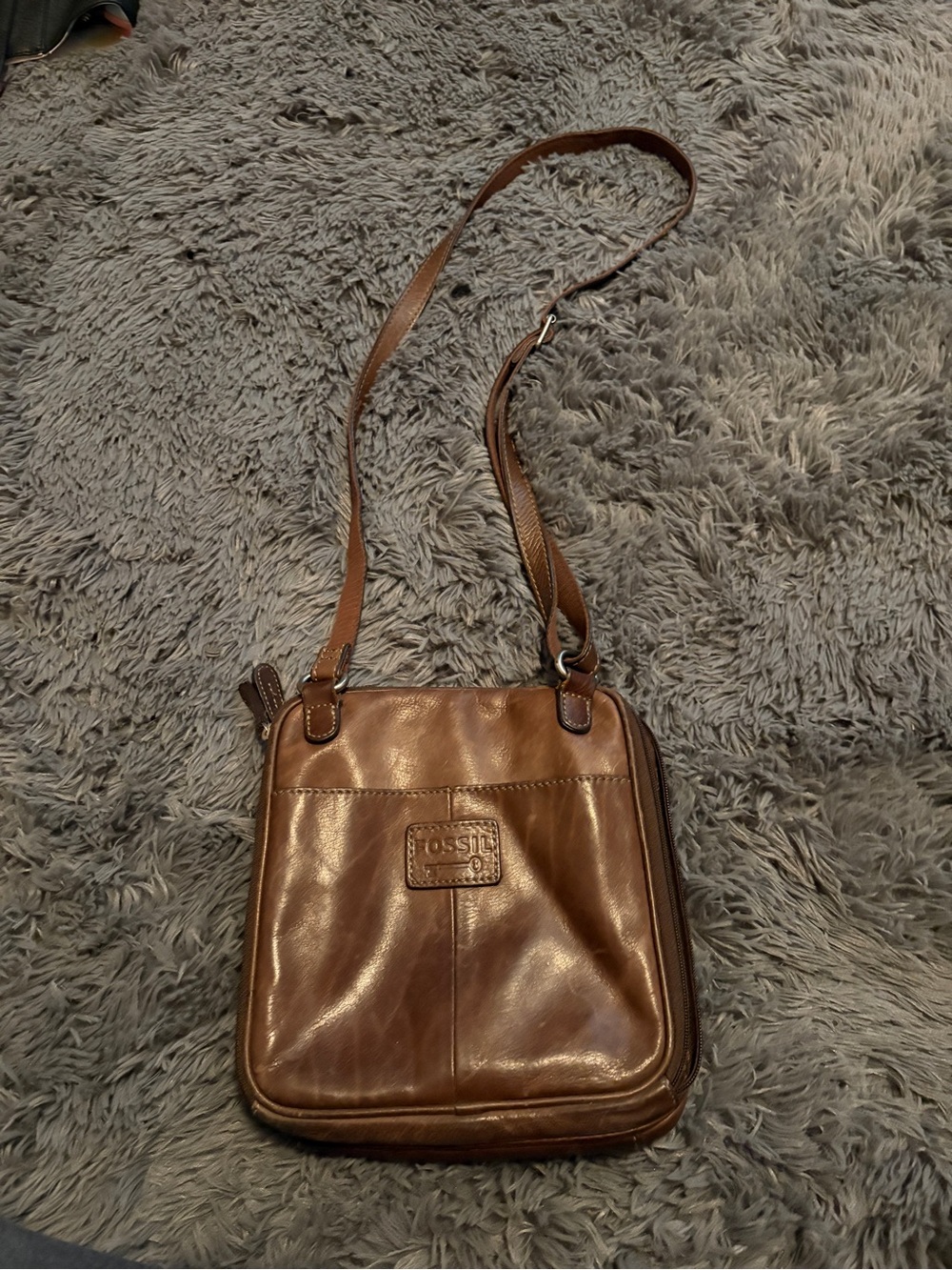 Fossil Chestnut Brown Leather Shoulder Bag
